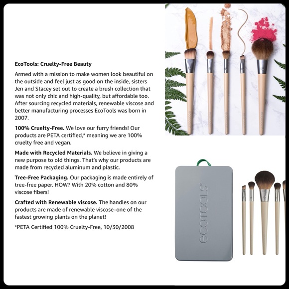 NEW EcoTools Makeup Brush Set Ecofriendly Brushes Tools Beauty Kit Green 5 pk - Picture 3 of 8